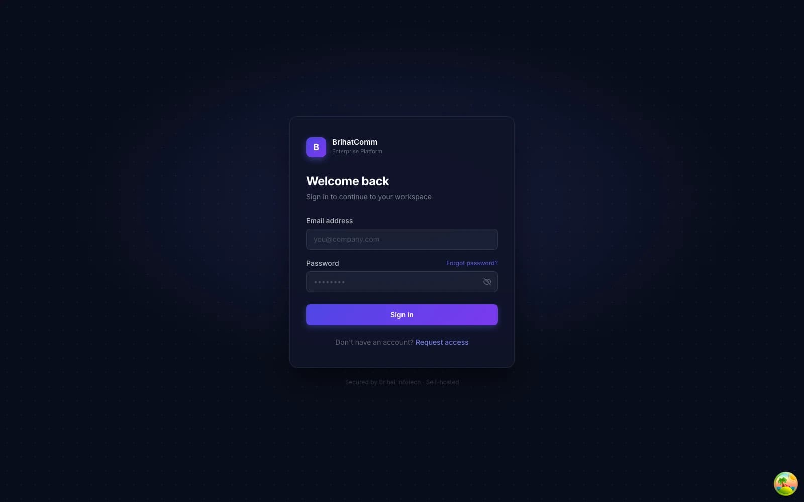 Brihat Communication System — Sign-in, shown with realistic seeded government-office content