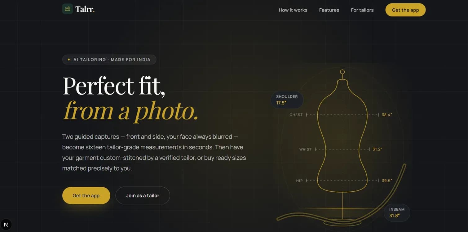 Talrr, the tailoring platform that captures a customer's measurements from a phone camera
